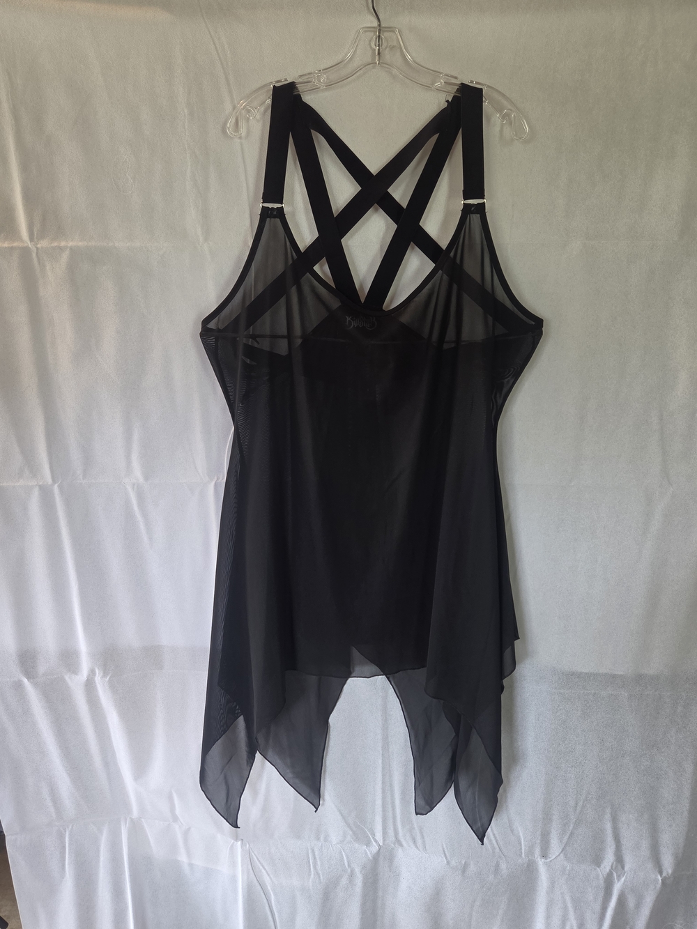 Killstar Pentagram Black Sheer Strappy Back Cami